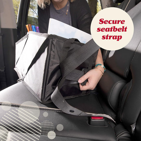 9 Lusso Gear Car Seat Organizer - Built-In Car Cup Holders & Mesh Pockets - Foldable Back Seat Organizer with Handles