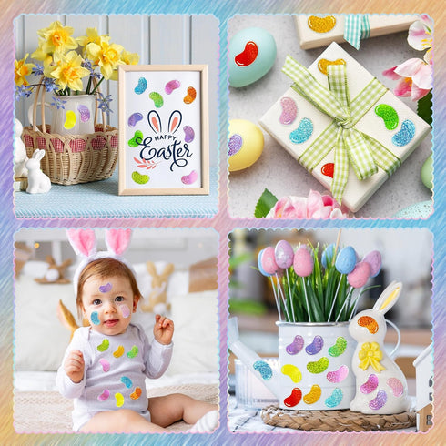 1000 Easter Jelly Bean Sticker - Pcs Easter Candy Sparkle Glitter Waterproof Vinyl Reusable Laptop Sticker Coloring