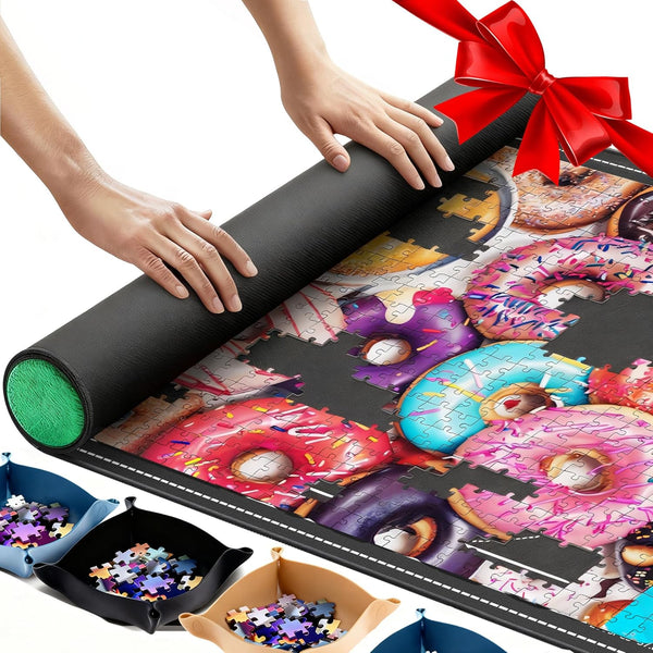 Lwoeo Jigsaw Puzzle Mat Roll Up 2000 Pieces, Black 48 x 31