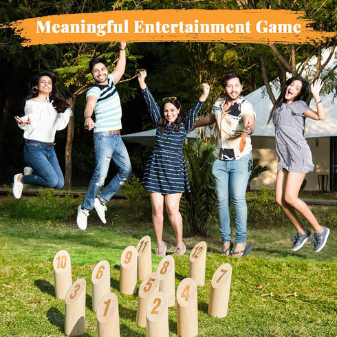 Wooden Tossing Game Set, 12PCS Numbered Block Toss Games with Scoreboard & Carrying Case, Outdoor Lawn Game for Teens,
