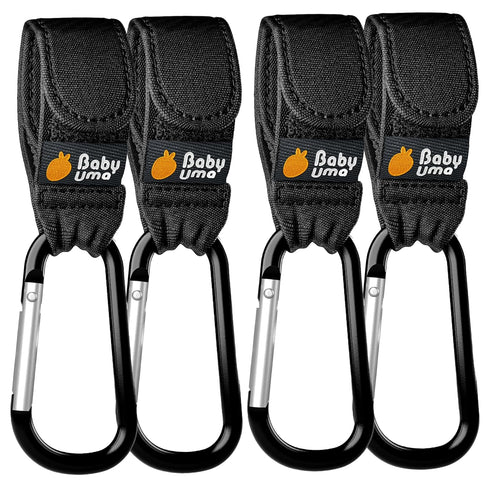 Baby Uma Baby Stroller Hooks for Bags - 4-Pack Clips for Diaper Bag, Adjustable Stroller Straps, Universal Stroller