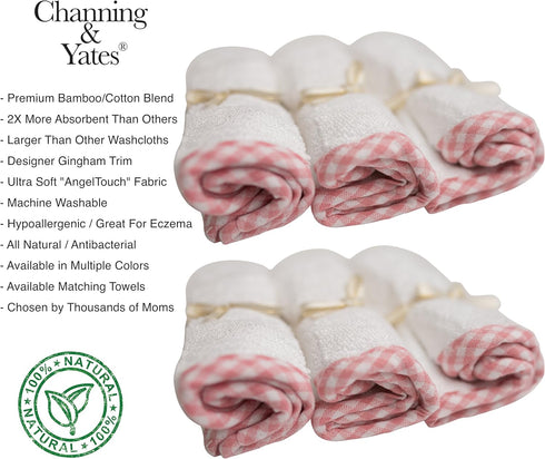 Set Set) Channing & Yates Premium Boutique Hooded Baby Towels and Washcloth - Organic Viscose Made from Bamboo Baby