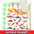 Prehistoric Dinosaur Playset – 45 Assorted Plastic Animal Figures with Storage Container for Kids