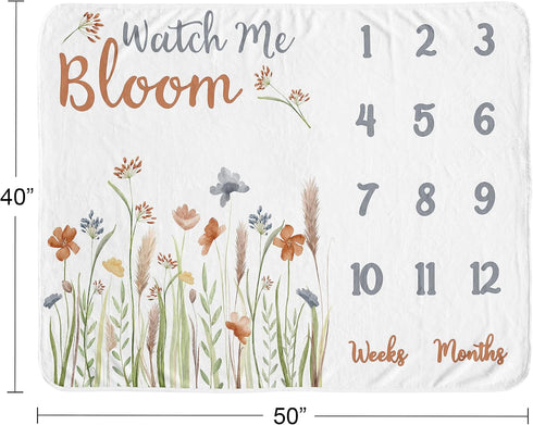 Set Sweet Jojo Designs Boho Floral Garden Flower Girl Baby Milestone Blanket Newborn Monthly First Year Photo Growth
