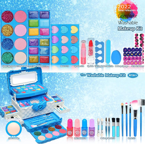 Kids Makeup Kit for Girl - Non Toxic Pretend Cosmetic Kits, Child Play Makeup Set, Age 3-12 & Up Year Old Children Gift
