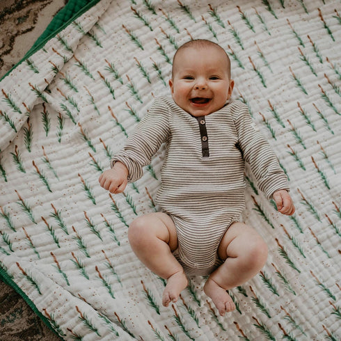 Parker Baby Muslin Blanket - 100% Soft Cotton Reversible Quilt for Crib and Stroller