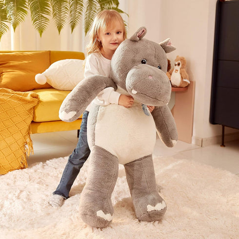 IKASA Giant Hippo Stuffed Animal - 30" Jumbo Plush Toy for Kids, Boys & Girls (Gray)