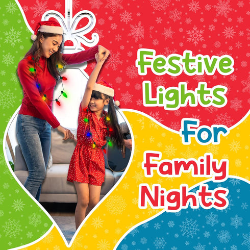 Windy City Novelties LED Christmas 9 Bulb Necklace, 6 Dynamic Light Modes for Parties, Caroling, Gatherings