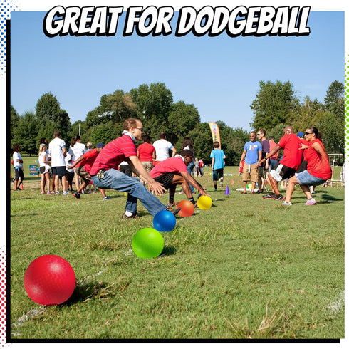 8.5 Inch (Pack 6) Playground Balls Dodgeballs for Kids & Adults - of Inflatable Rubber Indoor Outdoor Bouncy