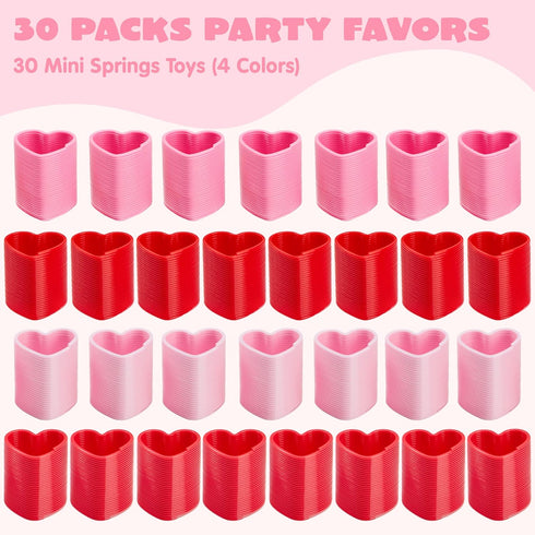 30 Packs JOYIN Valentines Day Party Favors with Mini Springs Toys, Multi-Color Heart Coil Springs Toys, Stress Relief