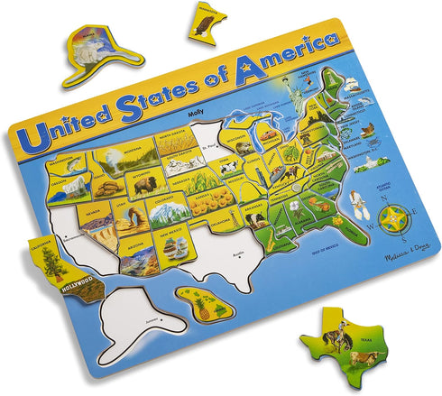 Melissa & Doug USA Map Wooden Puzzle - 45 pcs