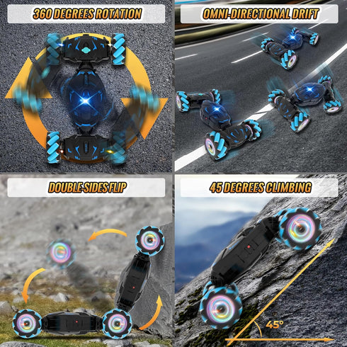 Pristar RC Cars Gesture Sensing Stunt Car, Best Gifts for Boys 6-12, 2.4Ghz Remote Control Toys for Age 6-12, 360°