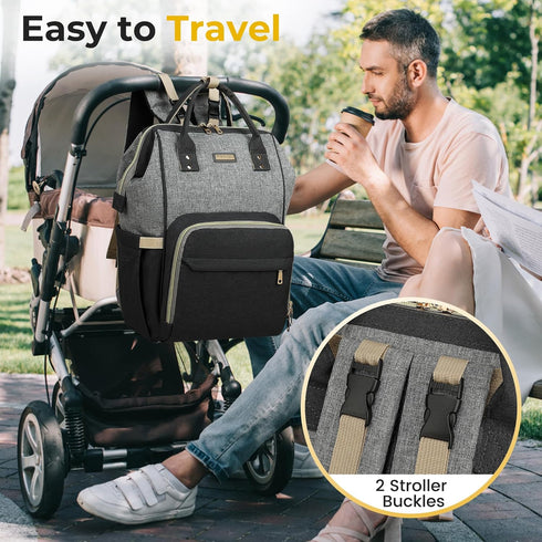 GAIVP Backpack Vacuum Compression Diaper Bag, Expandable Waterproof Baby Travel with Insulated Pockets, Wet-Dry