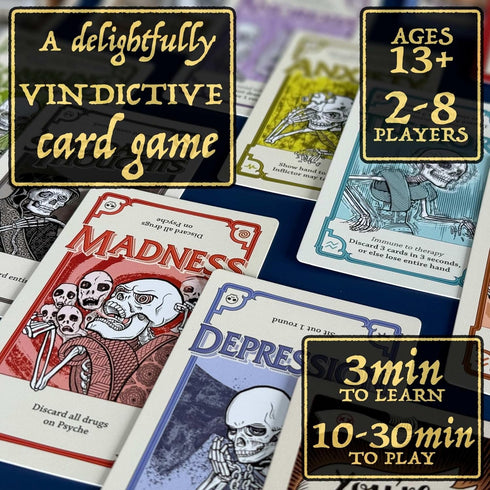 Pillbox 28 14+ 1030 Games Side Effects | Strategic Take that Card Game of Therapy, Medication, Disorder Cards & Chaotic