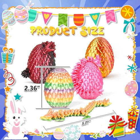 12P 3D Drofex Easter Printed Dragon Eggs, Mystery Crystal Dragon Egg for Easter Basket Stuffers, Unique Easter Toys