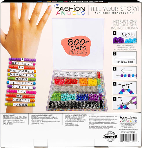 Fashion Angels Tell Your Story DIY Bead Set, Over 800 Charms & Alphabet Beads for Kids Bracelet Making Kit