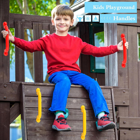 4 Pieces Kids Playground Safety Handles - Grab Handle Bars for Outdoor Playset, Backyard Playhouse Equipment