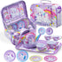 JOYIN Unicorn Tea Party Set, Pretend Purple Tin Teapot Set for Little Girls, Birthday Gift for Ages 3-6