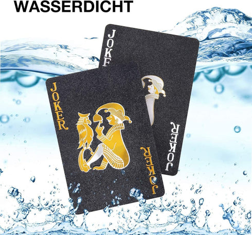 MageJoy 10 Pack Playing Cards - Black Gold HD Waterproof Plastic Standard Quality Poker Cards Games for Party Family