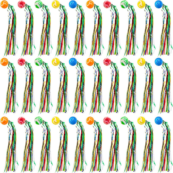 Hungdao Comet Balls - Large Rubber Bouncy Balls with Colorful Streamers, 30 Pcs Party Favors for Kids