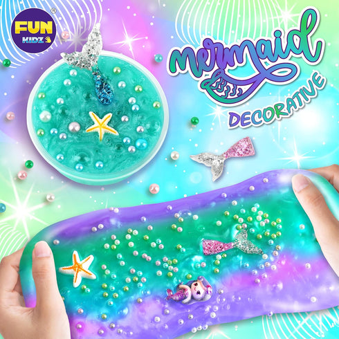Summer Shimmer 8-12 Gift Mermaid Slime Kit for Girls, FunKidz Slime Making Kit for Kids Age DIY Soft Glitter Glossy