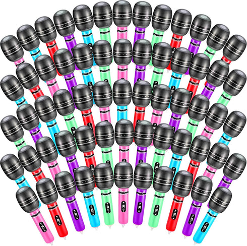 60 Pieces Inflatable Microphones Large Blow up Microphone Assorted Colors Inflatable Microphone