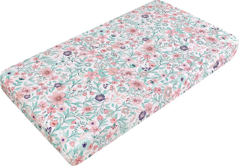 Generic 3 Pack 28x52 Inches, Toddler Fitted Crib Sheets, Soft Floral Baby Sheets for Standard Crib and Toddler