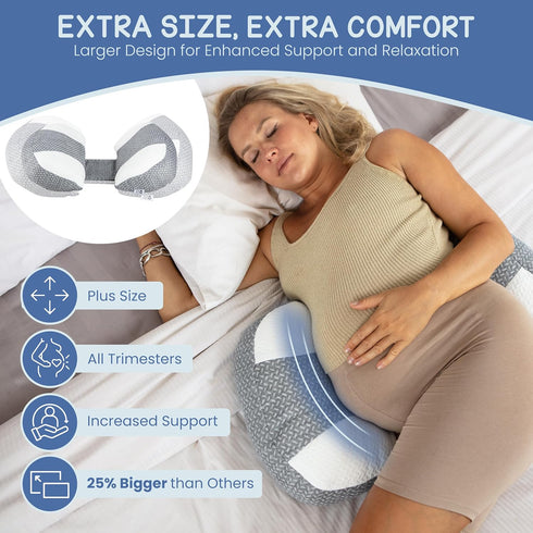 Plus Sized Pregnancy Pillow for Sleeping - Belly, Hip, Back Support for Pregnant Women -Maternity Wedge Pillow