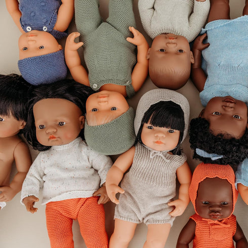 15'' Miniland Clothes for Dolls Knitted Outfit Sweater & Trausers - ECO, Made in Spain, Quality, Role Play, Educational