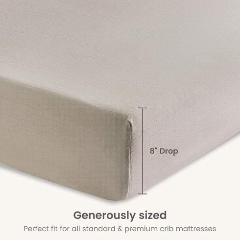 38" 24", 5 Inch Bioweaves Organic Cotton Muslin Mini Crib Sheet, GOTS Certified Fitted Mini Crib Mattress Sheet, Extra