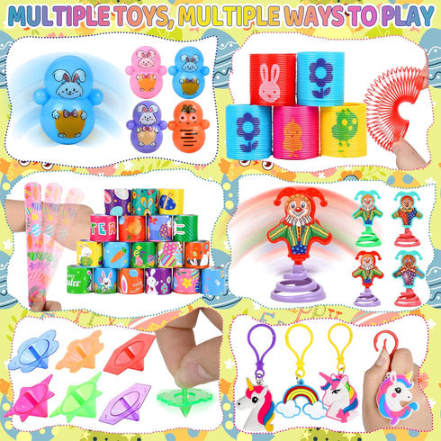 PURPERCAT 360 Set, 120 240 Pcs Easter Prefilled Egg Plastic Eggs with Mini Toys & Stickers Easter Hunt Basket Stuffers