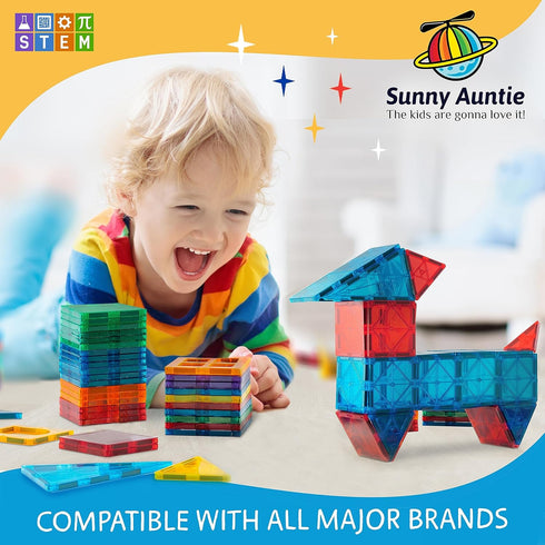 Magnetic Tiles 56 PCS - Building Set for Kids 3-8 Years Old, STEM Magnetic Blocks Toy