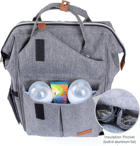 NeoTech Care Diaper Bag Backpack for Baby Girl/Boy, Multifunction Organizing Pockets, Gray