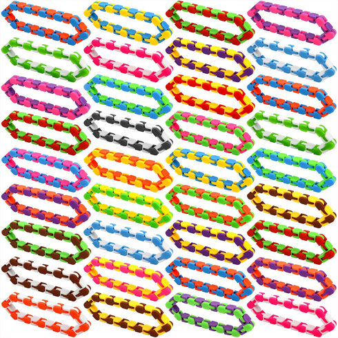 Neureyte 92 Pack 24 Links Wacky Tracks Snap and Click Fidget Toys,Fidget Snake