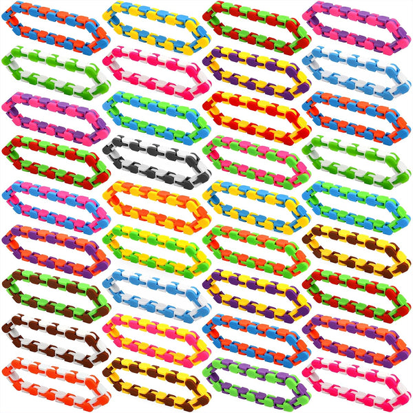 Neureyte 92 Pack 24 Links Wacky Tracks Snap and Click Fidget Toys,Fidget Snake