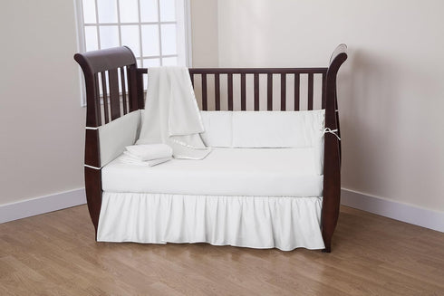 100% TL Care Natural Cotton Percale Crib Bed Skirt, White, Soft Breathable, for Boys and Girls