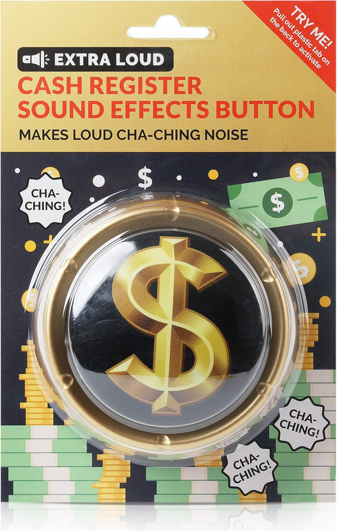 Cash Register Sound Button, Extra Loud Cha-Ching Money Noise, Shiny Gold Color Bling Base, Batteries Included