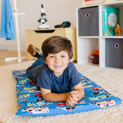 Wildkin Kids Cotton Nap Mat Cover - Soft, Durable with Sewn-in Flap, Fits 1.5" Vinyl Sleep Mats - Heroes