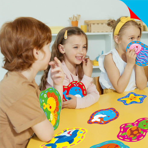 9 Pieces Kids Lacing Cards, Double Sided Sewing Cards with 9 Marine Animal Cards and Colorful Laces for Educational