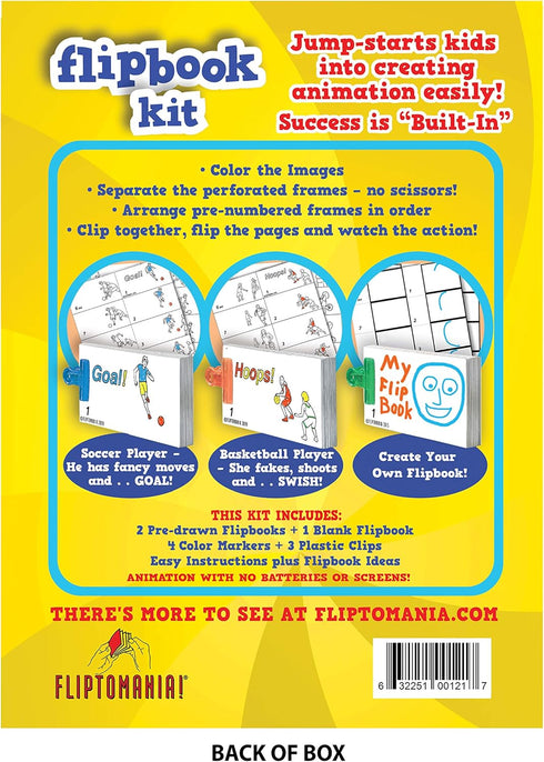 Fliptomania Make Your Own Flipbook: Basketball & Soccer - Stop Motion Animation Kit for Kids 6-12