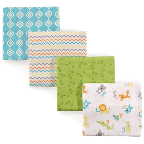 Luvable Friends Unisex Baby Cotton Flannel Receiving Blankets, ABC 4-Pack, One Size