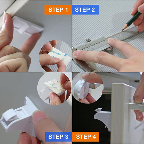 Ximenia Safety Magnetic Cabinet Locks, 8 Locks 2 Keys for Childproofing Drawers and Cabinets