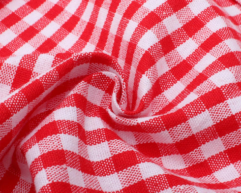 Jennice House Kids Aprons - Children's Pure Cotton Gingham Apron with Pocket, Adjustable Neck Strap (Red, S)