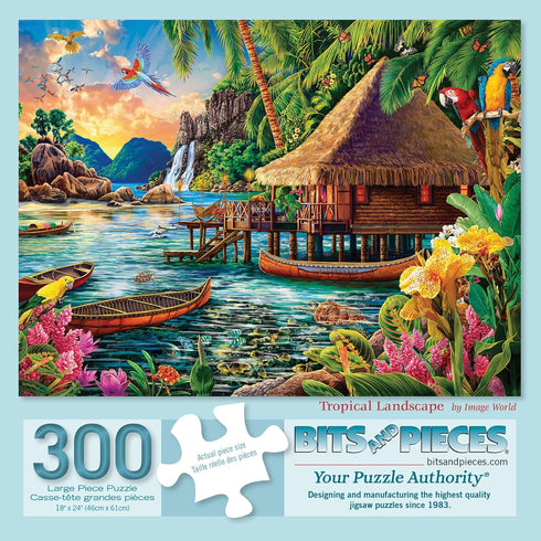 Bits and Pieces - 300 Piece Jigsaw Puzzle for Adults - 18" x 24" Tropical Landscape Island Ocean Jigsaw
