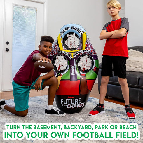 Franklin Sports Kids Football Target Toss Game, Inflatable Throwing Target Toy with Soft Mini Footballs