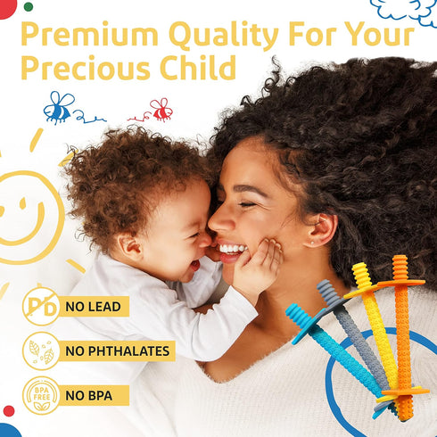 Hollow Teething Tubes - Baby Teething Toys for 0-6 Months, Teething Straws, Sticks (4 Pack)