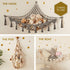 Macrame DreamLights Boho Stuffed Animal Storage Net, Extra Large Plush Gray Toy Storage Holder for Plushies