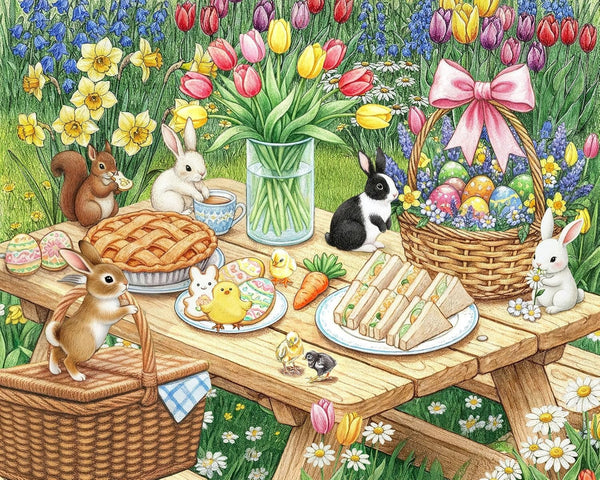 Springbok Easter Picnic 500 Piece Jigsaw Puzzle for Adults Poster Now Included