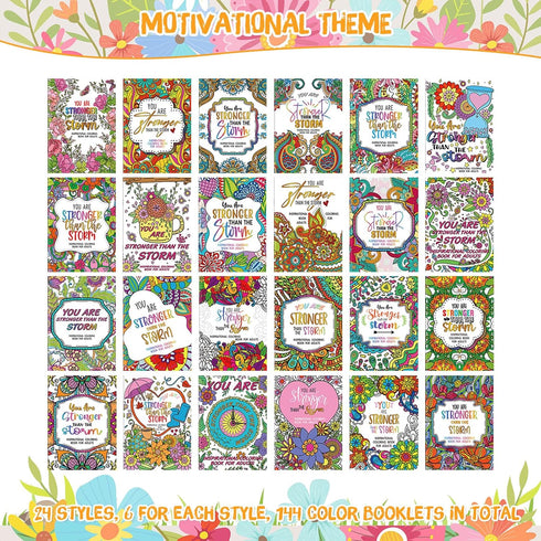 144 Liliful Pcs Motivational Sayings Coloring Book Bulk for Adult DIY Art Stress Relief Drawing Book with Inspiring