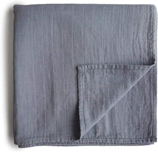 mushie Muslin Baby Swaddle Blanket | 100% Organic Cotton in Tradewinds